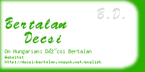 bertalan decsi business card